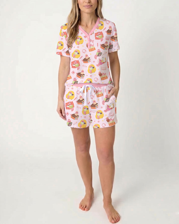 Little Book Worm Family Matching Bamboo Women Short Sleeve Short Pajama Set