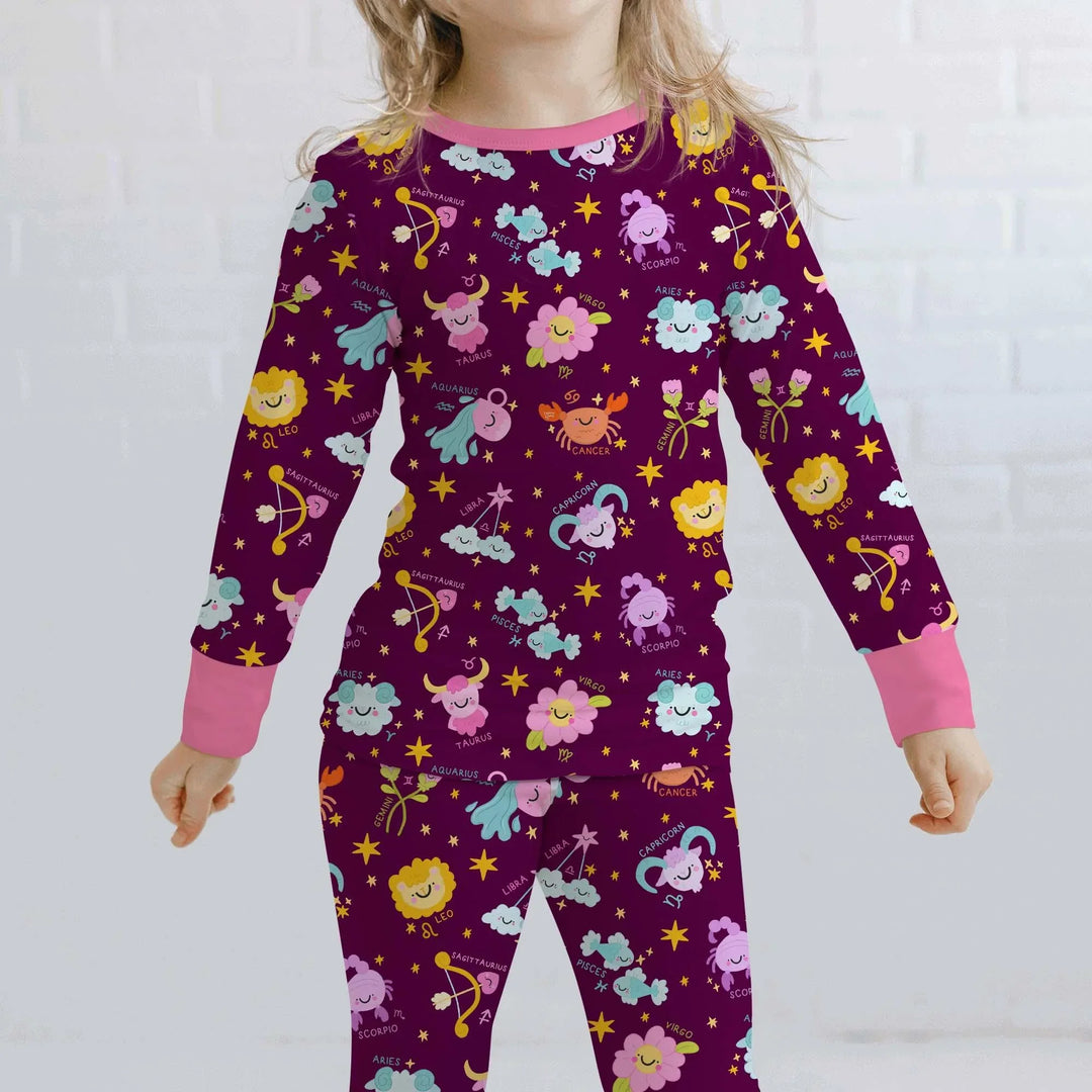 Zodiac Signs Bamboo Two Piece Long Sleeve Pajama Set