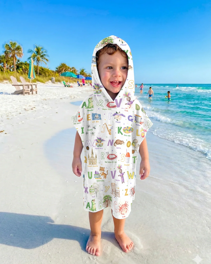Alphabet of Lousiana Bamboo Swim Poncho