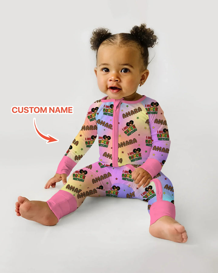 Custom Name I Am Black History Custom Bamboo Convertible Zippy