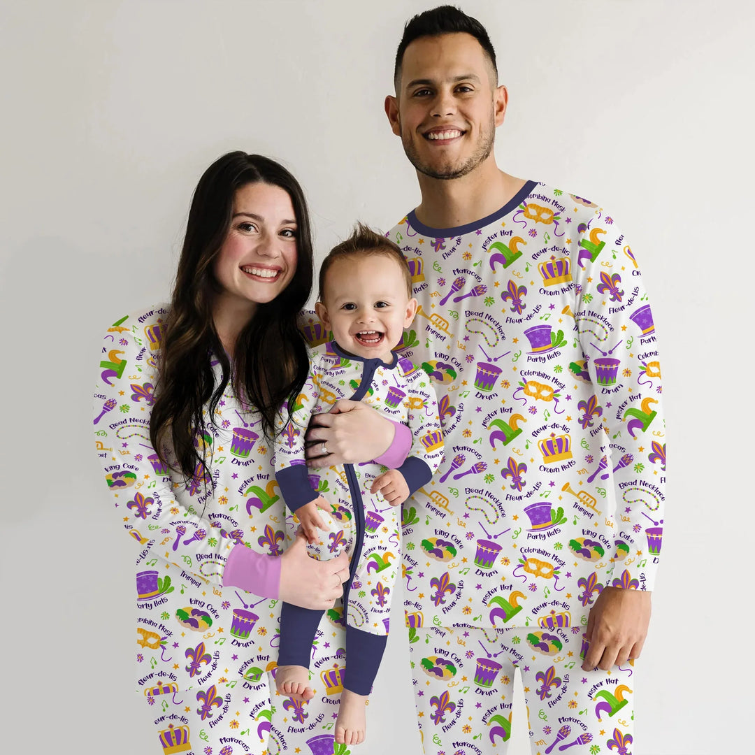 Mardi Gras Family Matching Custom Bamboo Women Pajama Set
