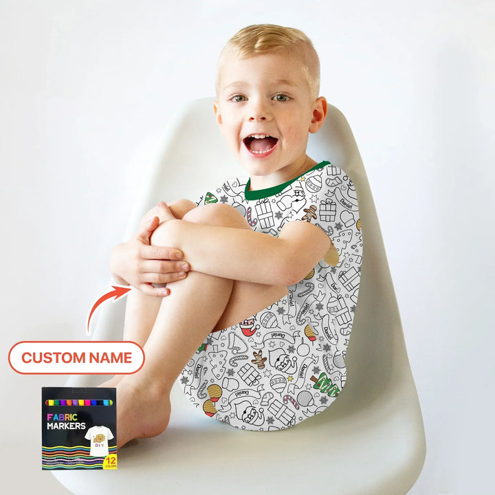 Joyful Doodle Christmas Colorable Bamboo Two Piece Short Sleeve Shorts Pajama Set