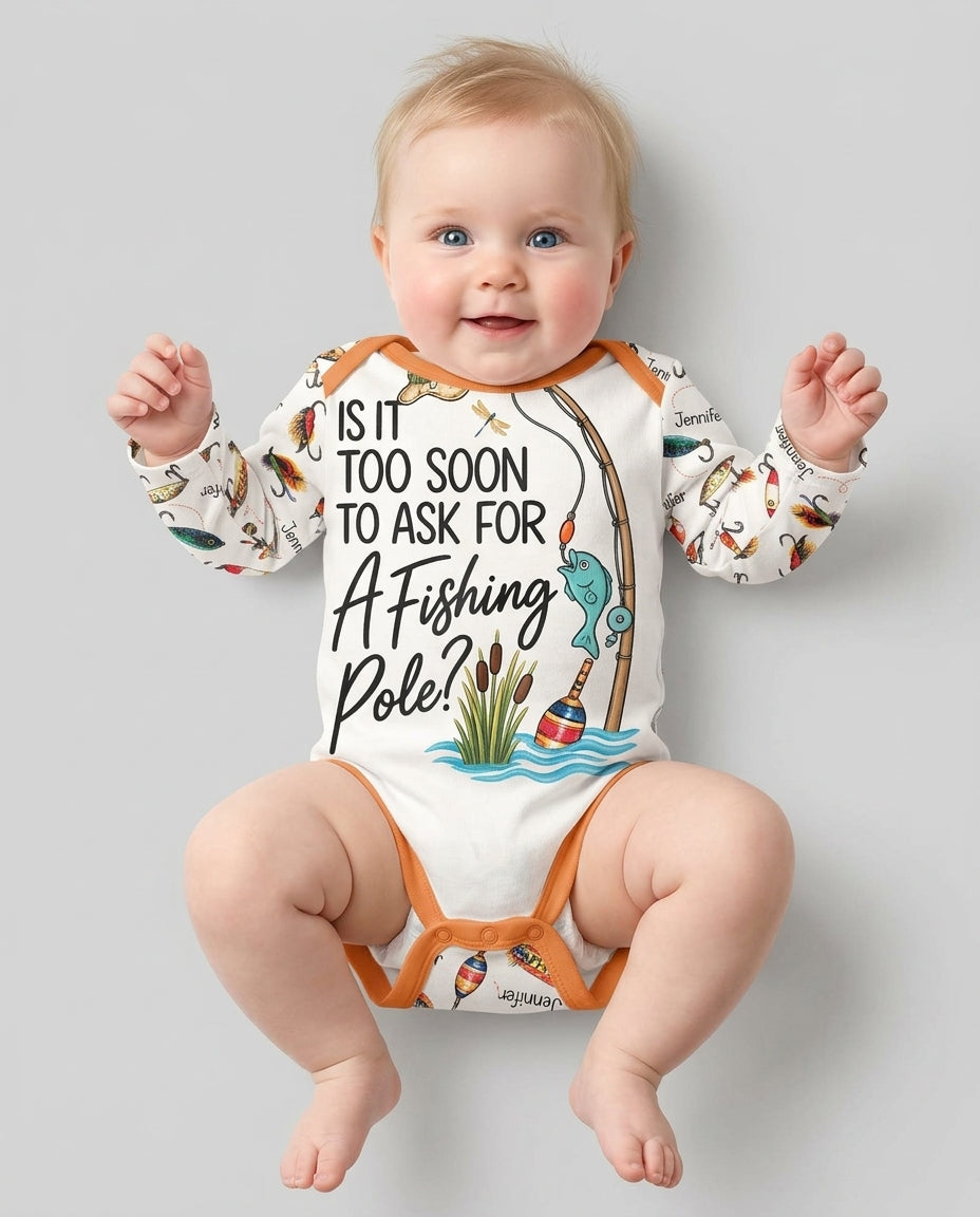 Custom Name Is It Too Soon to Ask for a Fishing Pole Bamboo Bodysuit
