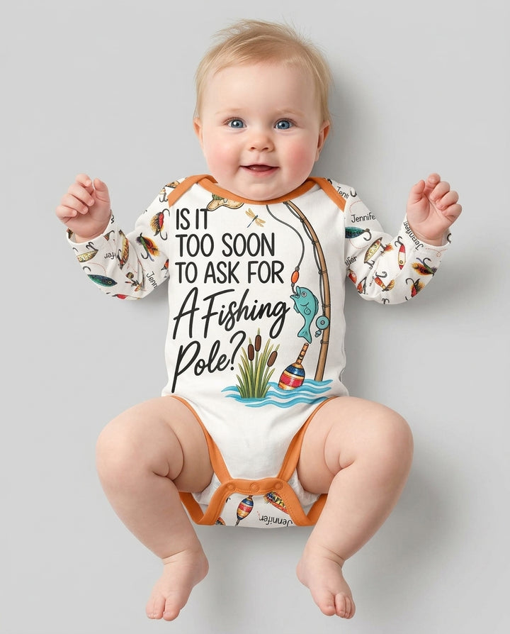 Custom Name Is It Too Soon to Ask for a Fishing Pole Bamboo Bodysuit