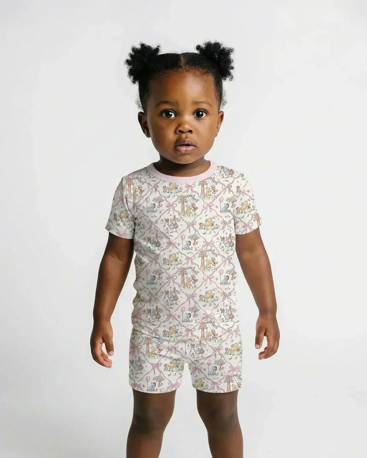 Spring Meadow Friends Bamboo Two Piece Short Sleeve Shorts Pajama Set