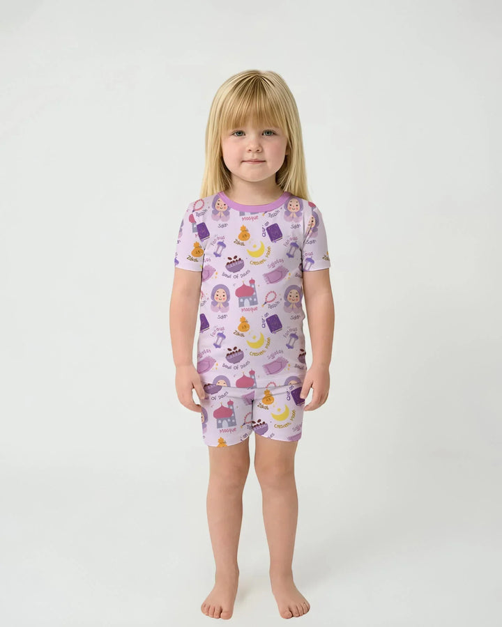 Happy Ramadhan Bamboo Two Piece Short Sleeve Shorts Pajama Set