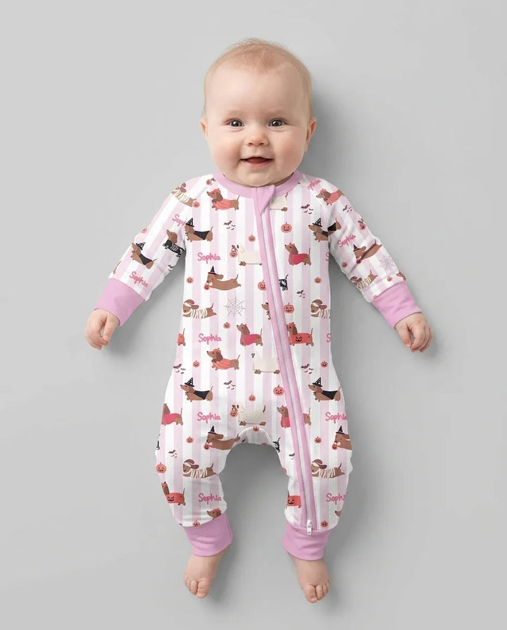 Custom Name Boo Crew Halloween Dachshund  Bamboo Convertible Zippy