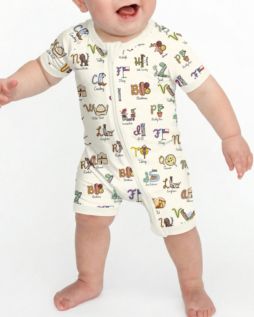 Texas Alphabet Bamboo Shorty Zippy