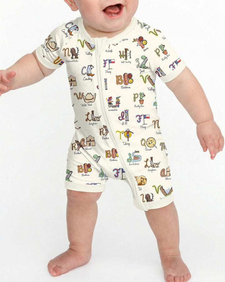 Texas Alphabet Bamboo Shorty Zippy