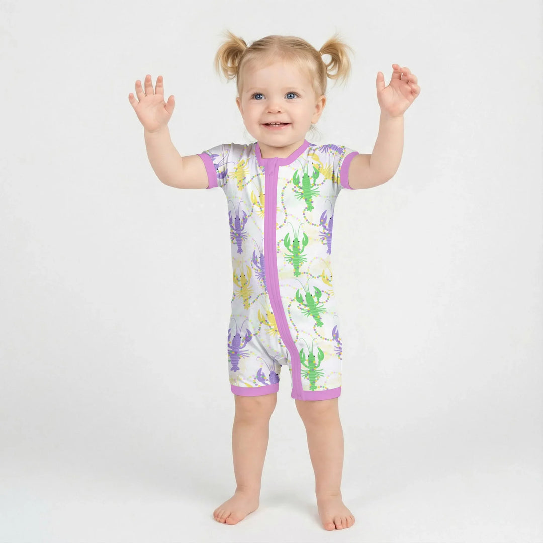 Mardi Gras Crawfish Family Matching Bamboo Shorty Zippy