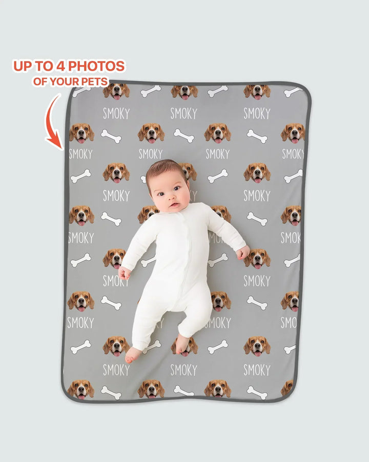 Custom Name and Pet Photos Bamboo Blanket