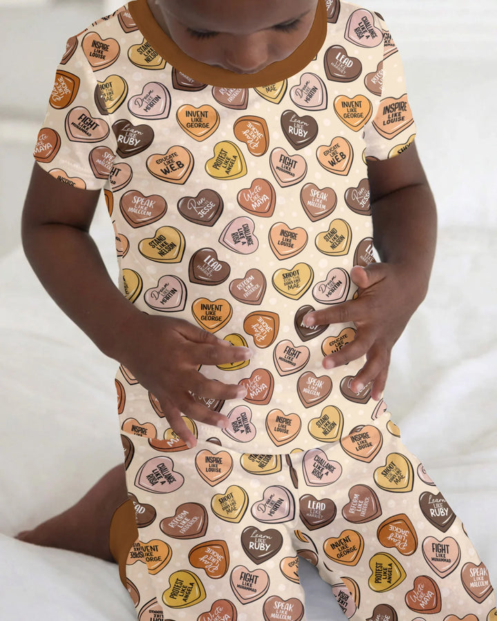 Black Month History Family Matching Bamboo Two Piece Short Sleeve Pajama Set