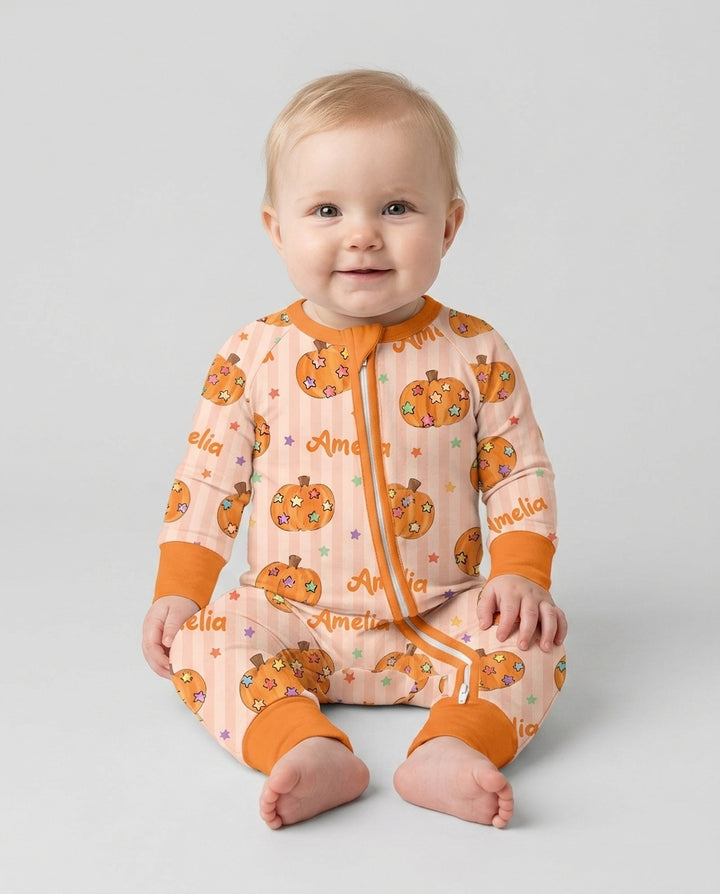 Colorful Star Pumpkin Custom Name Bamboo Convertible Zippy