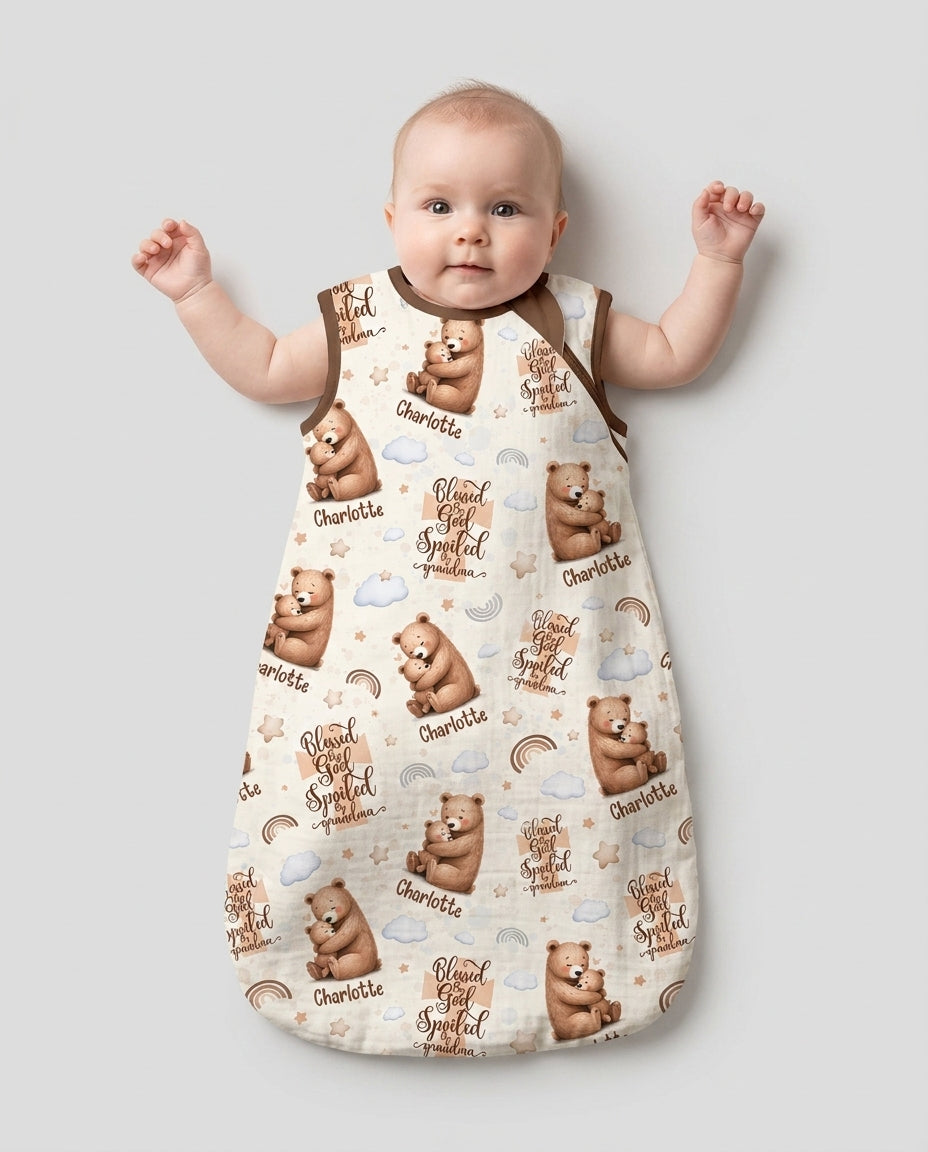 Custom Name Blessed By God Spoiled By Grandma Bamboo Sleep Bag