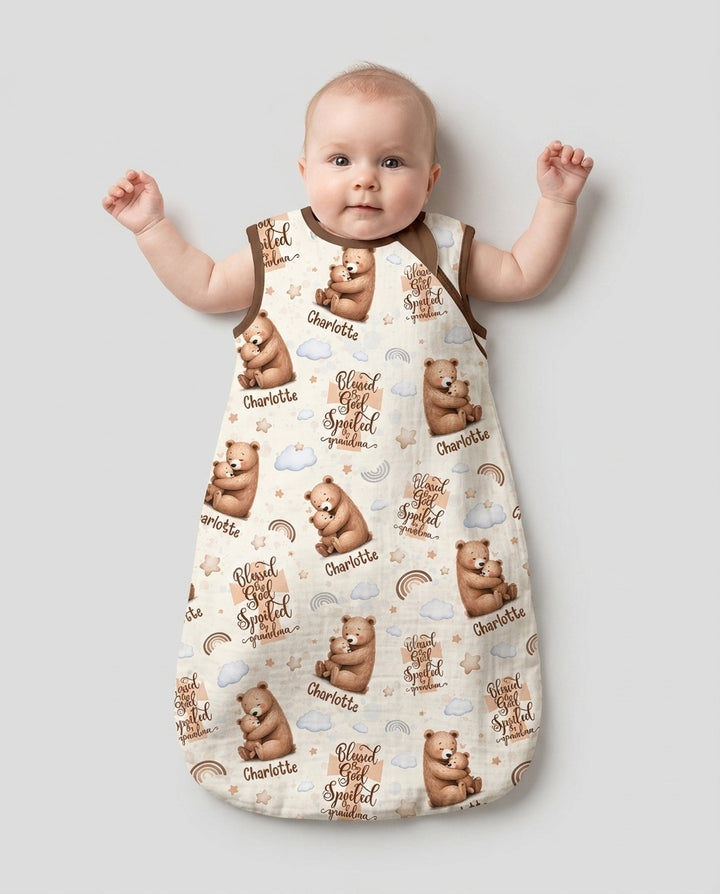 Custom Name Blessed By God Spoiled By Grandma Bamboo Sleep Bag
