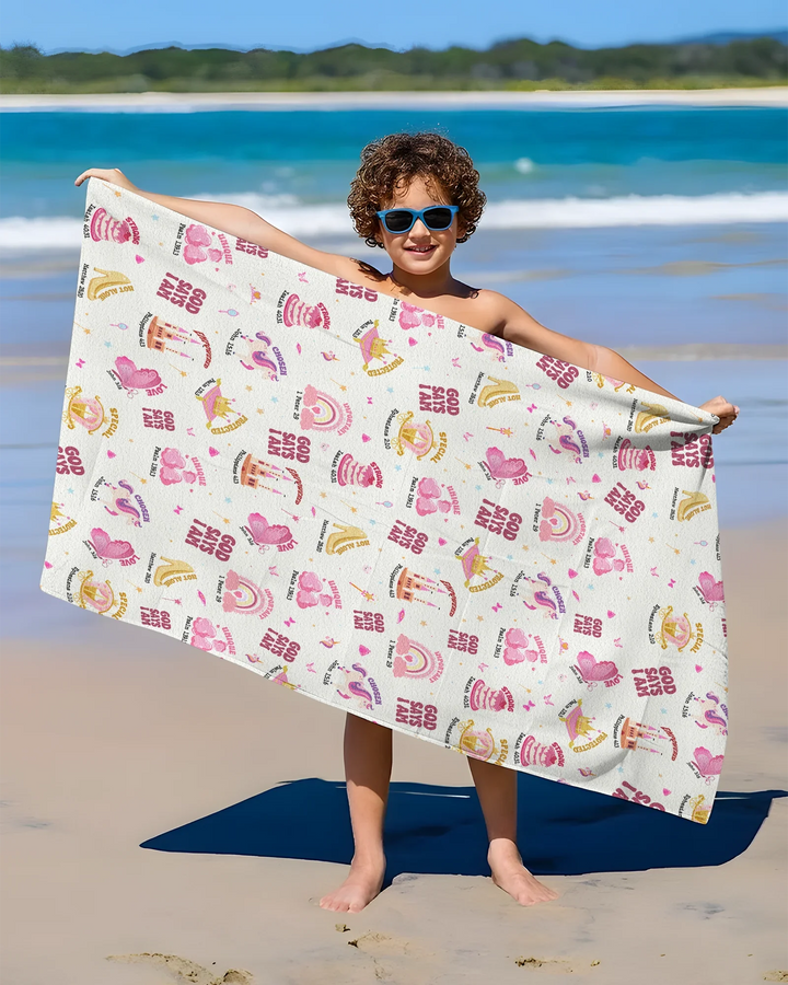God Says I Am Girl Bamboo Beach Towel