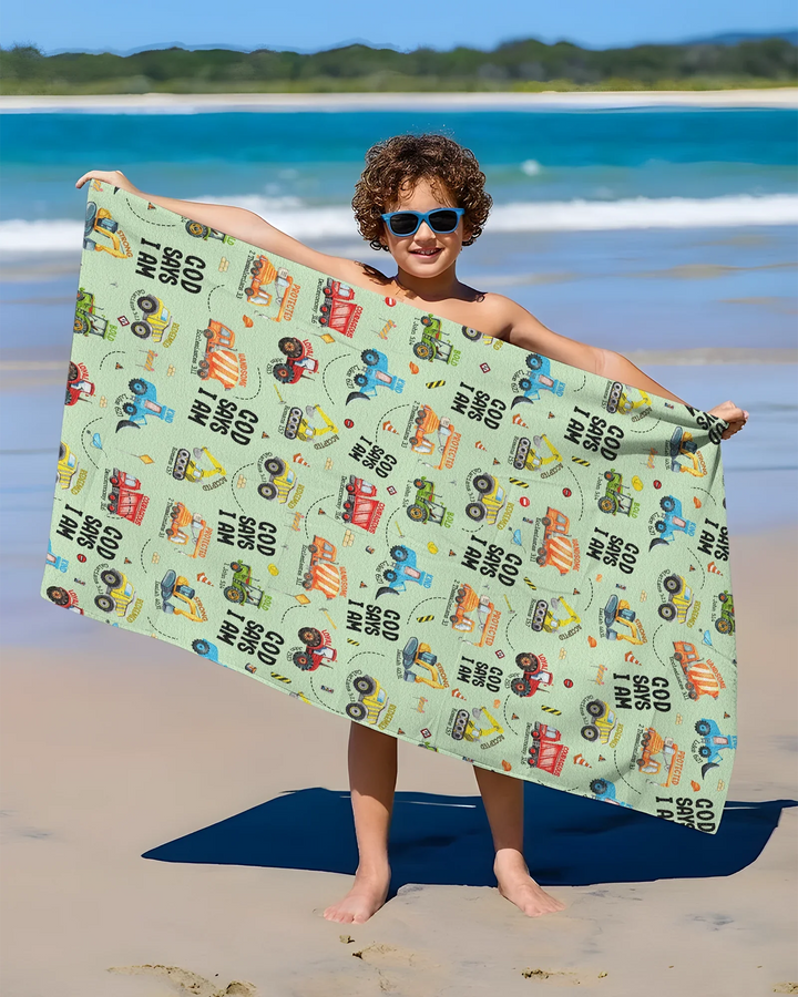 God Says I Am Boy Bamboo Beach Towel