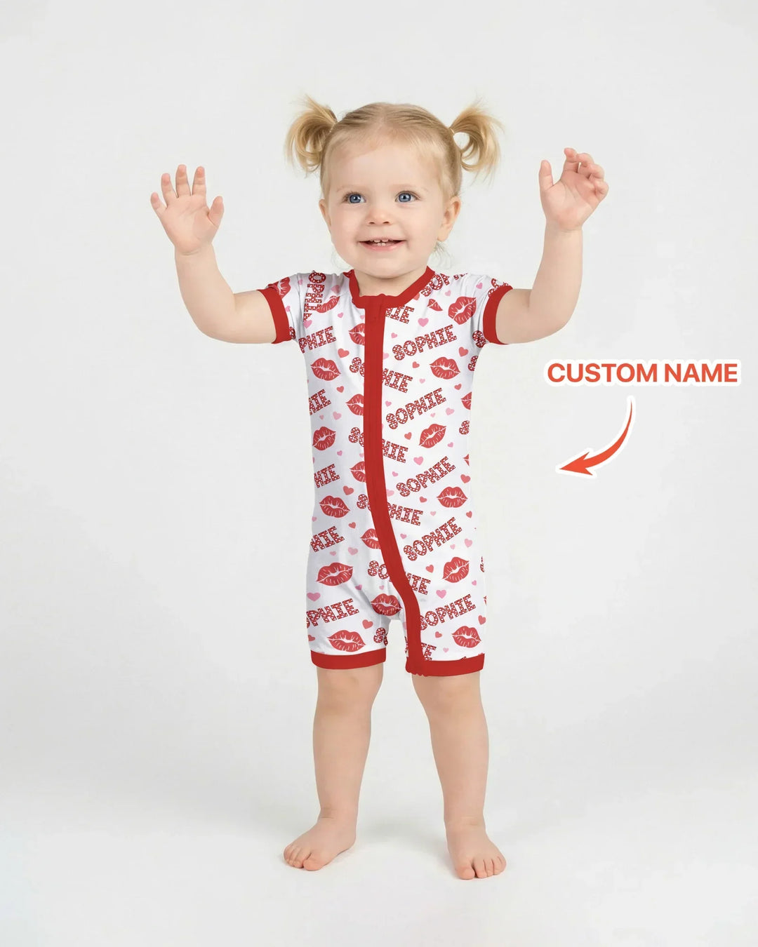Custom Name Valentine Kiss Bamboo Shorty Zippy
