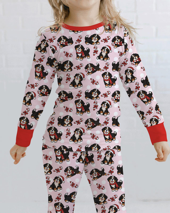 Holiday Bernese Mountain Christmas Dog Bamboo Two Piece Long Sleeve Pajama Set