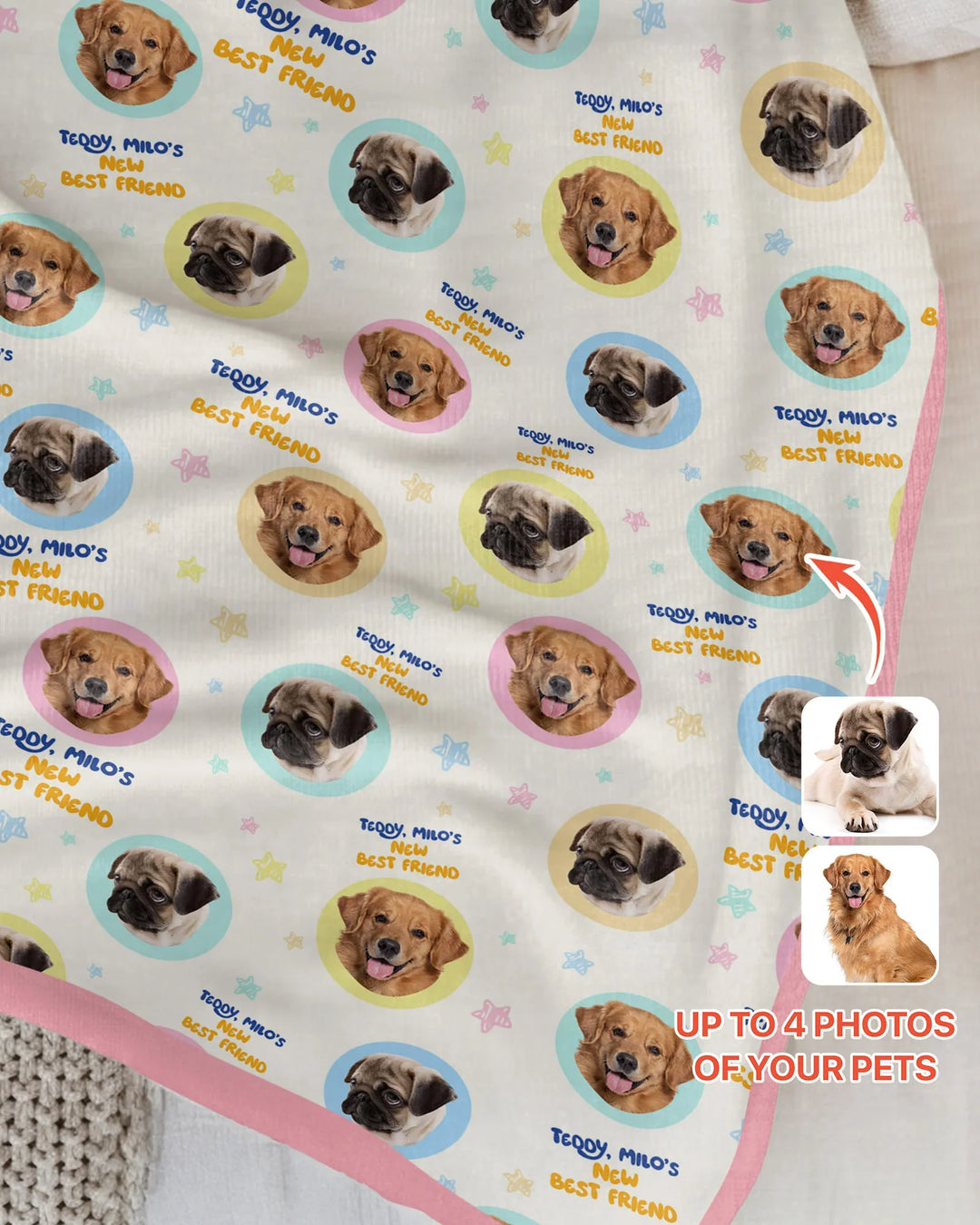 New Best Friend Custom Name And Pet Photos Blanket