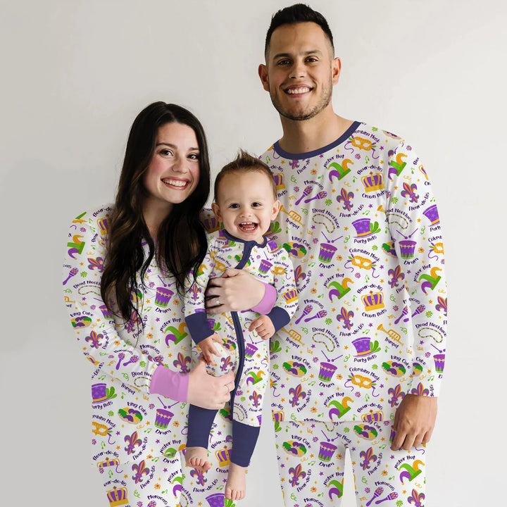 Mardi Gras Family Matching Bamboo Shorty Zippy