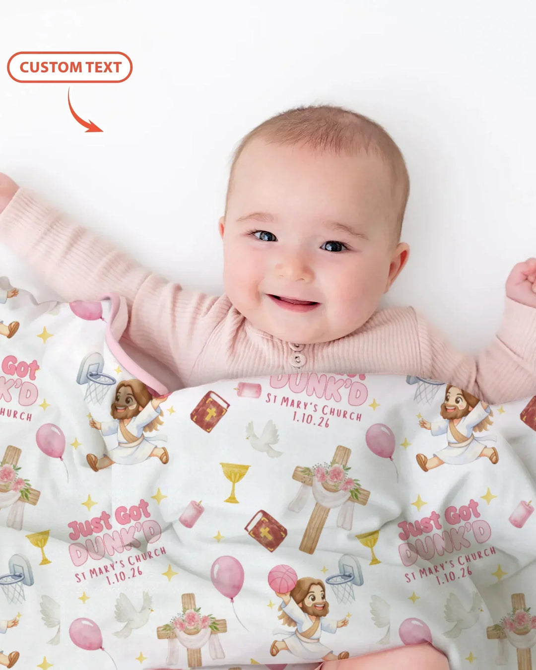 Custom Name Baptism Just Got Dunk'd Bamboo Blanket
