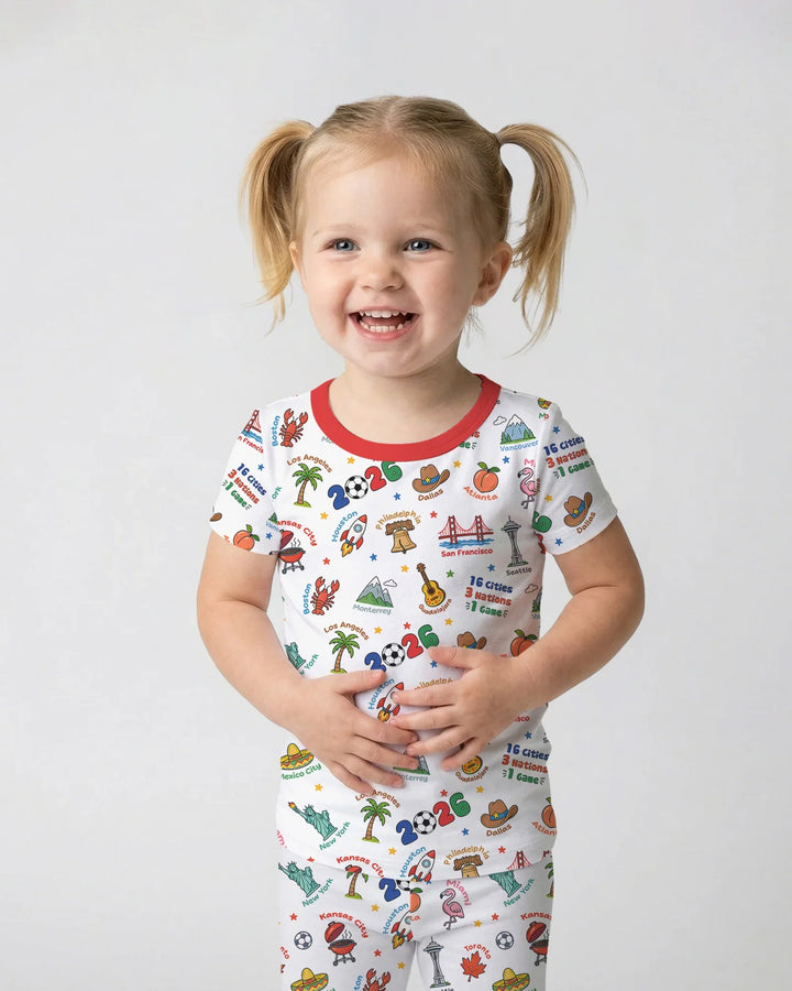 Soccer Cup Host Cities 2026 Bamboo Two Piece Short Sleeve Pajama Set