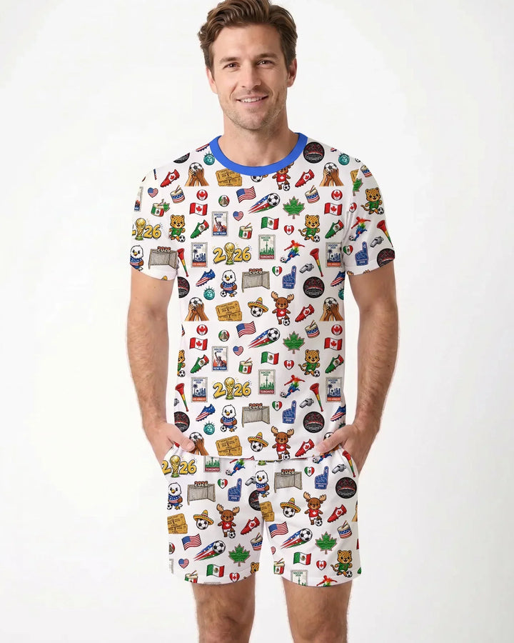 Soccer Cup 2026 Family Matching Bamboo Men Short Sleeve Short Pajama Set