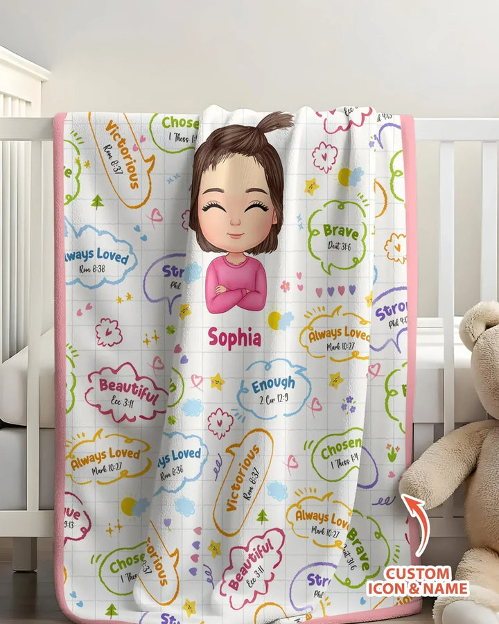 Personalized God Says I Am- Baby Girl Bamboo Blanket