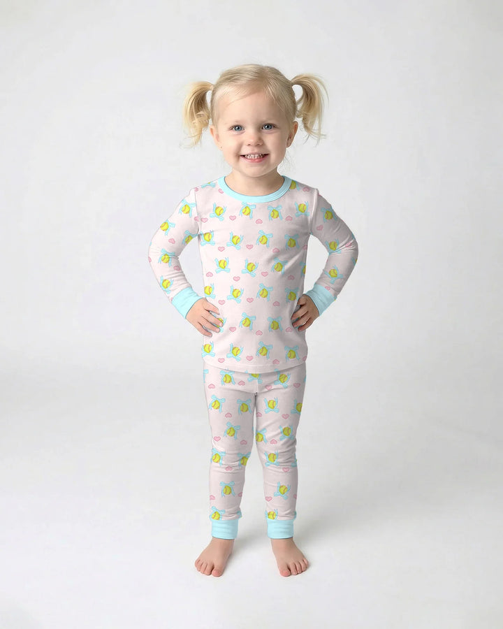 Softbal Coquette Bow Two Piece Long Sleeve Pajama Set
