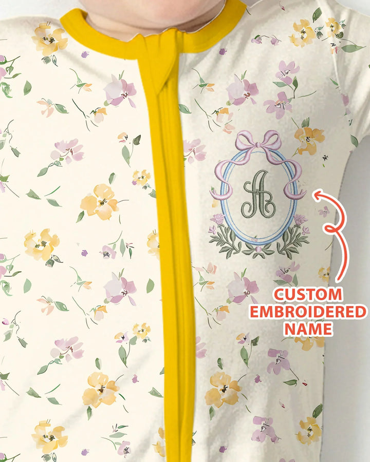 Custom Embroidered Name Floral Bamboo Convertible Zippy