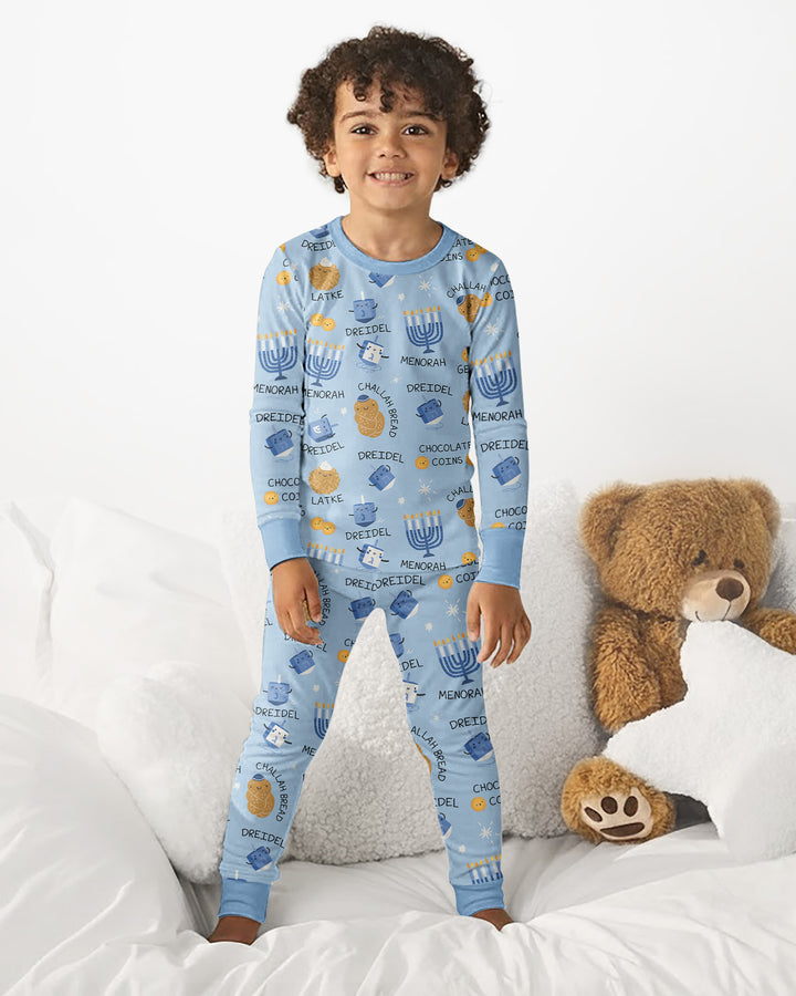 Family Hanukkah Matching Bamboo Two Piece Long Sleeve Pajama Set