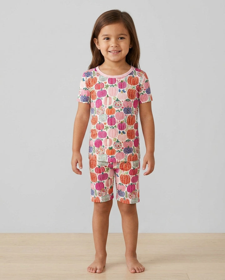 Pumpkin & Bloom Bamboo Two Piece Short Sleeve Shorts Pajama Set