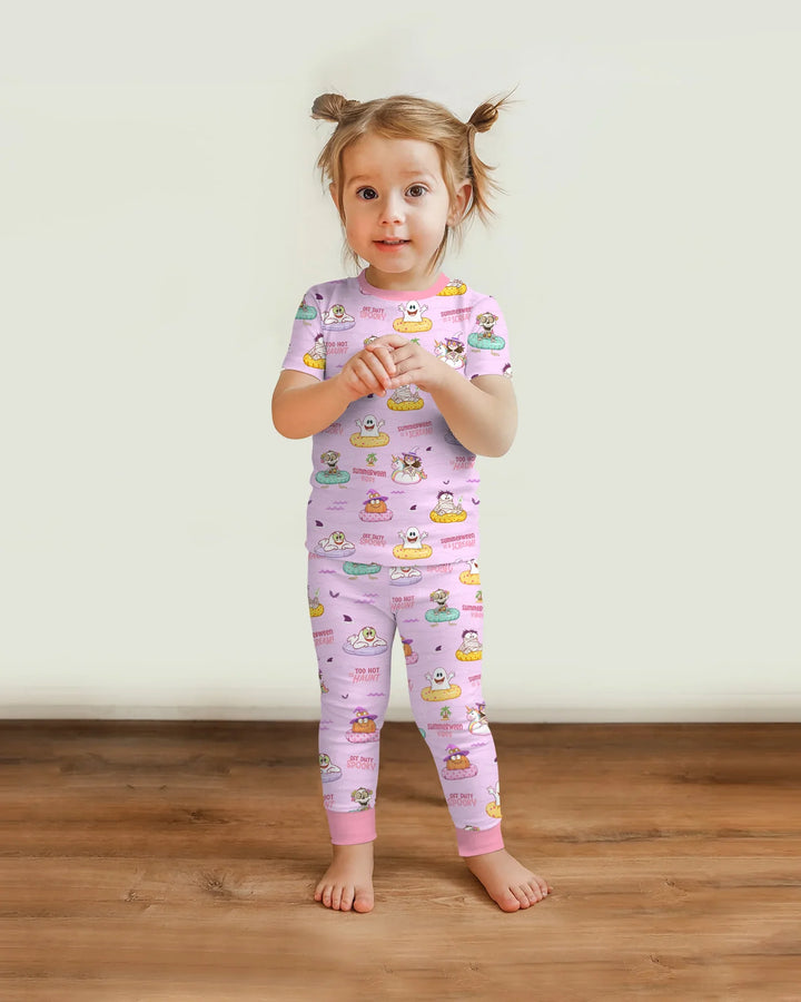 Summerween Cartoon Bamboo Two Piece Short Sleeve Pajama Set