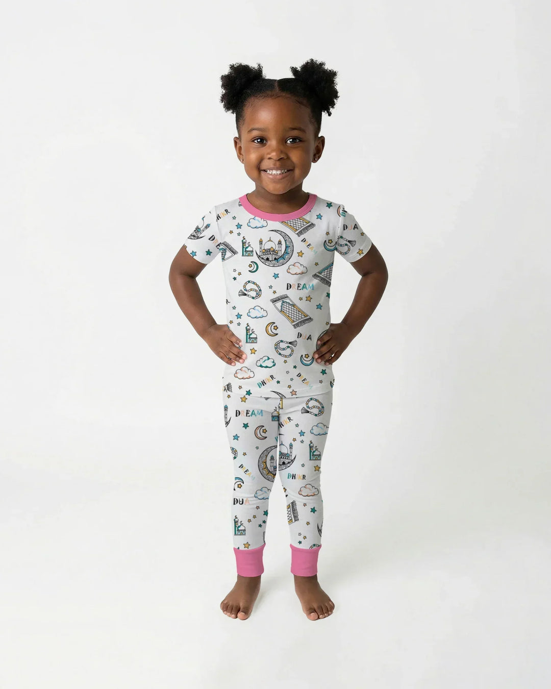 Dua, Dhikr, Dream Matching Family Bamboo Two Piece Short Sleeve Pajama Set
