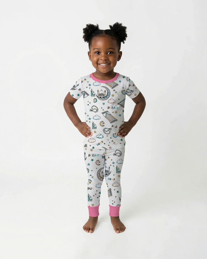 Dua, Dhikr, Dream Matching Family Bamboo Two Piece Short Sleeve Pajama Set