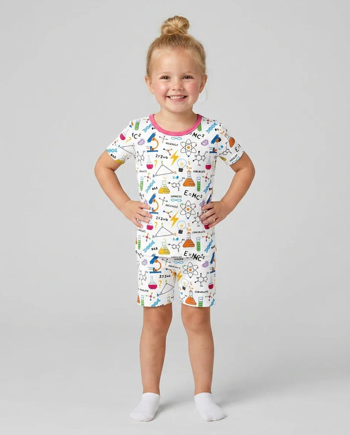 Science Explorer Family Matching Bamboo Two Piece Short Sleeve Shorts Pajama Set