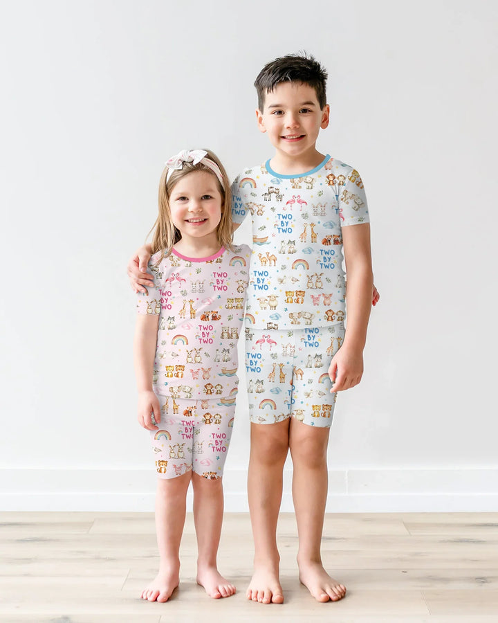 Two By Two Bamboo Two Piece Short Sleeve Shorts Pajama Set
