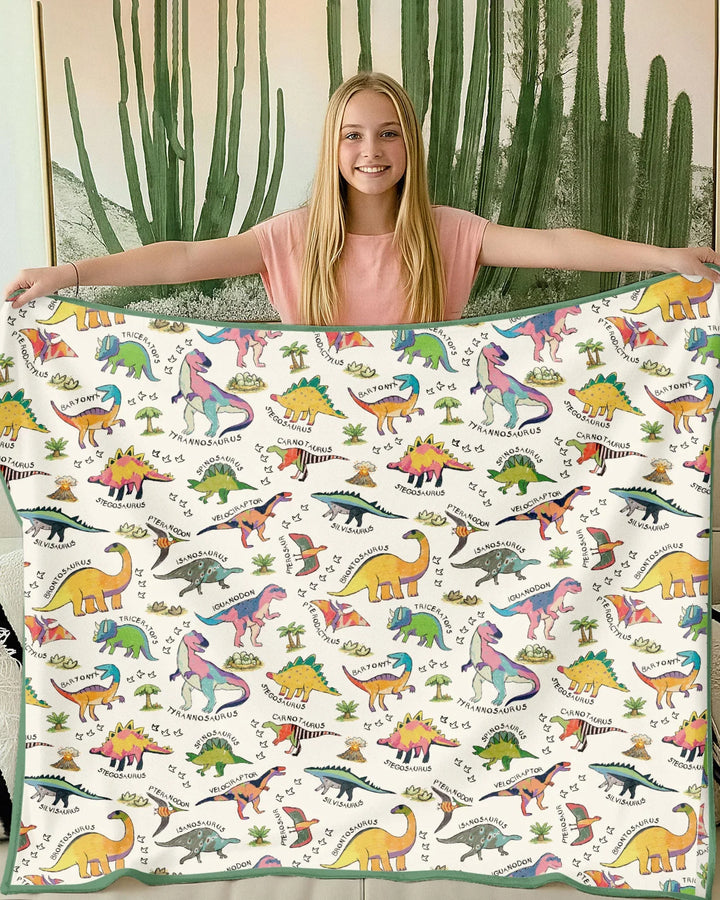 All The Dino Types Bamboo Blanket