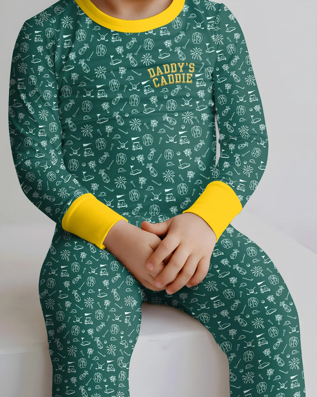 Embroidered Matching With Dad Golf Club Bamboo Two Piece Long Sleeve Pajama Set