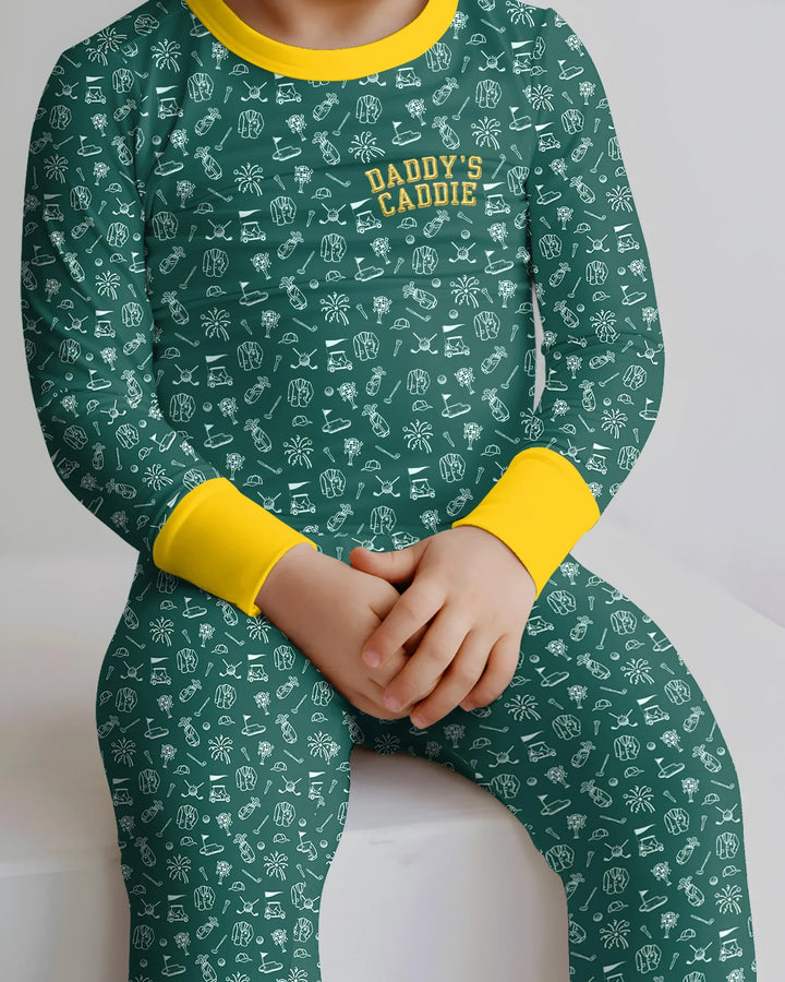 Embroidered Matching With Dad Golf Club Bamboo Two Piece Long Sleeve Pajama Set