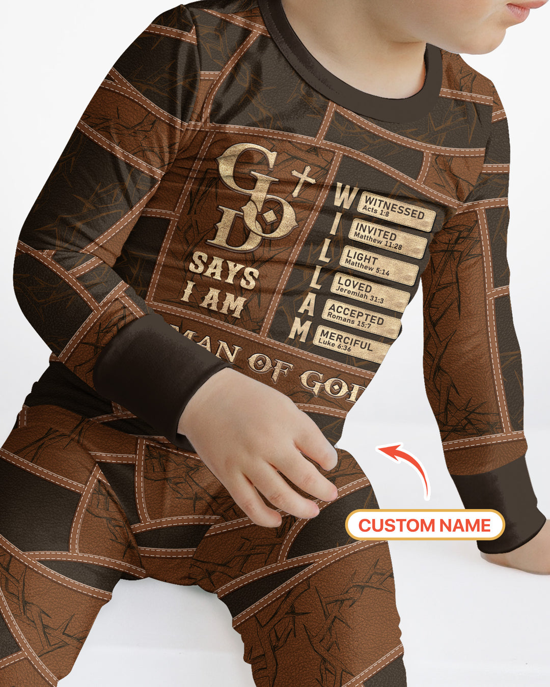 Personalized God Says I Am Letter In Bible Bamboo Two Piece Long Sleeve Pajama Set