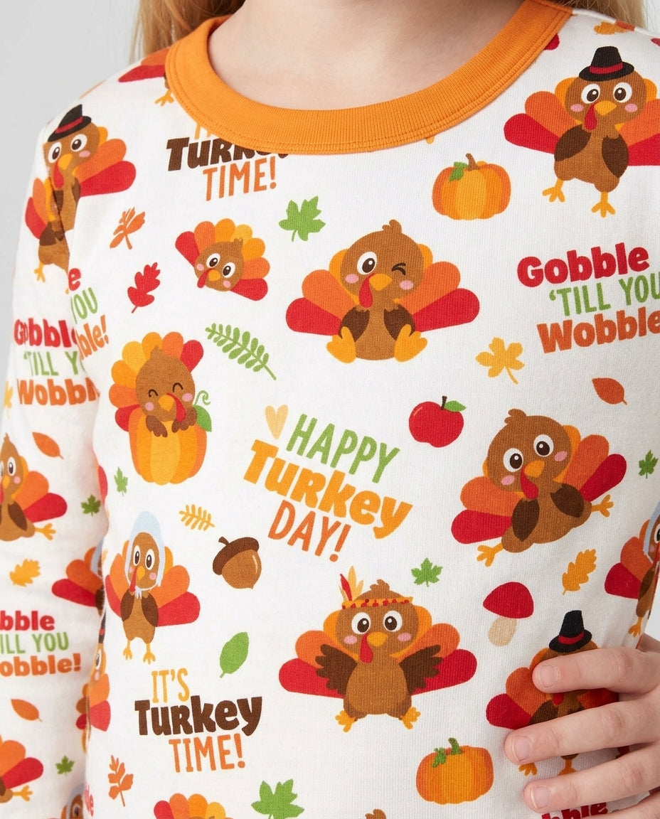 Happy Turkey Day Bamboo Two Piece Long Sleeve Pajama Set