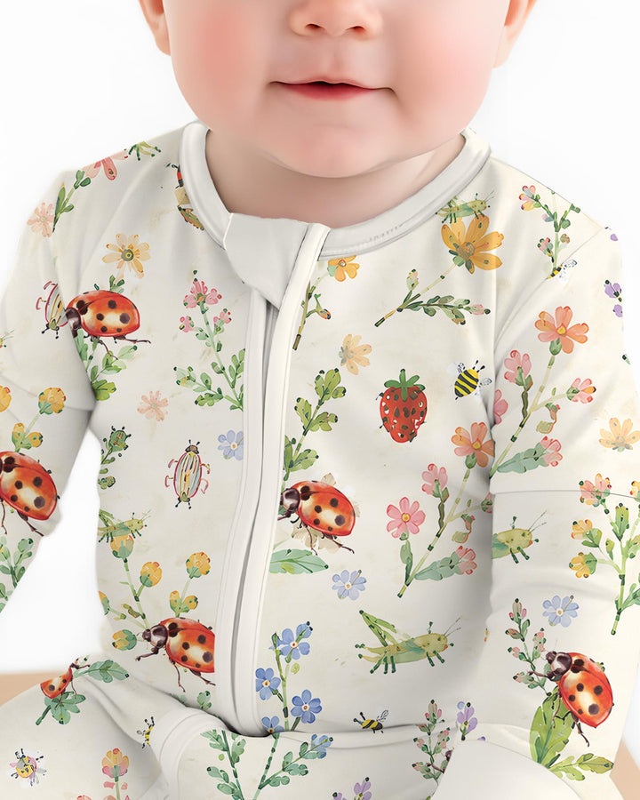 Ladybug Floral Wild Flower Vintage Bamboo Convertible Zippy