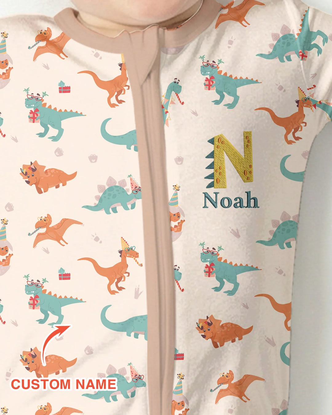 Custom Embroidered Name Dinosaurs Bamboo Convertible Zippy