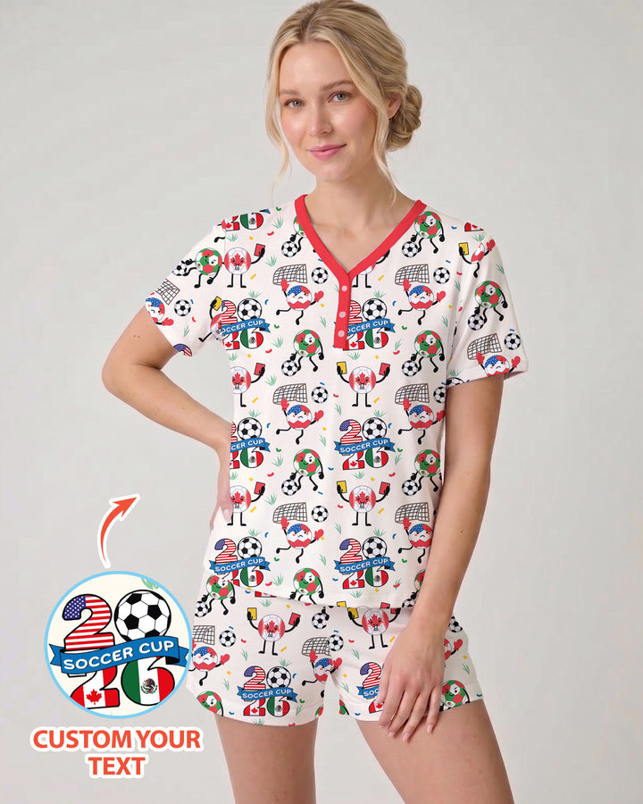 Soccer Squad 2026 Bamboo Women Short Sleeve Short Pajama Set