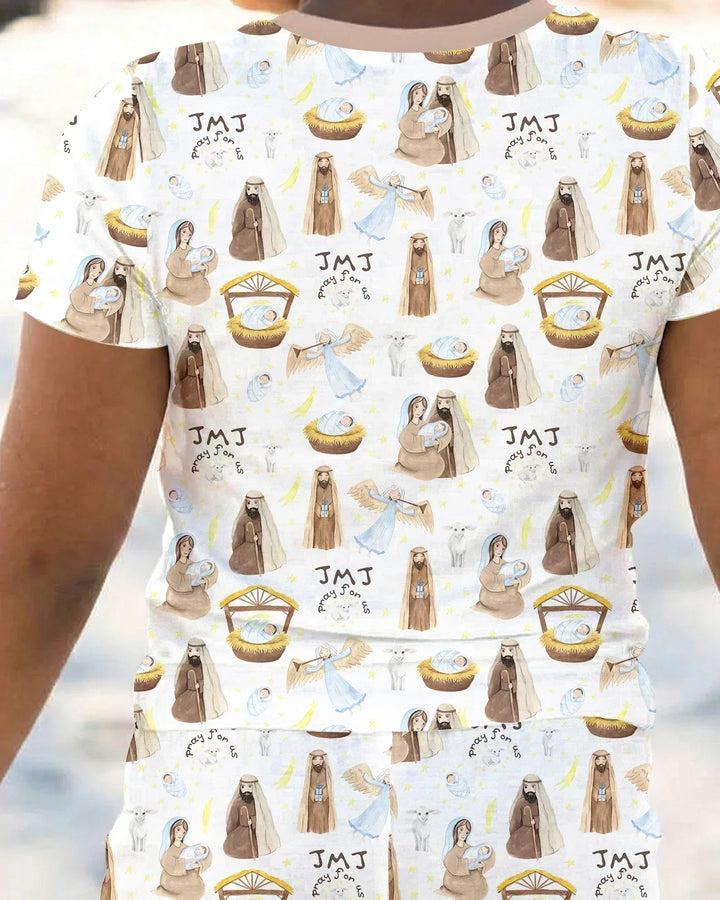 Holy Family Bamboo Two Piece Short Sleeve Pajama Set