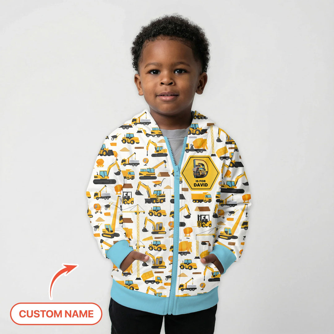 Custom Name Construction Initials Bamboo Zip Hoodie