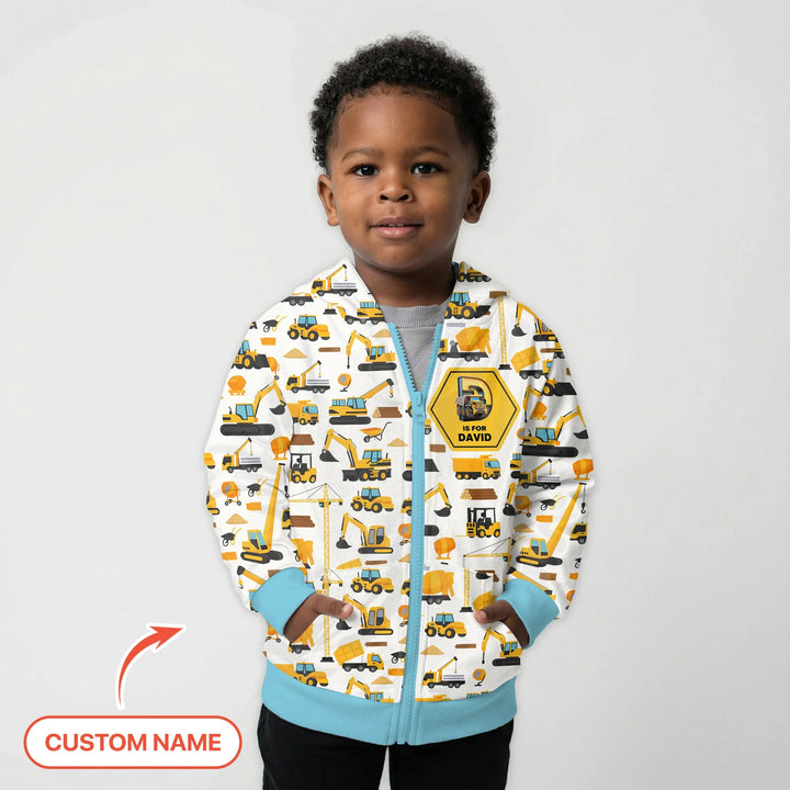 Custom Name Construction Initials Bamboo Zip Hoodie
