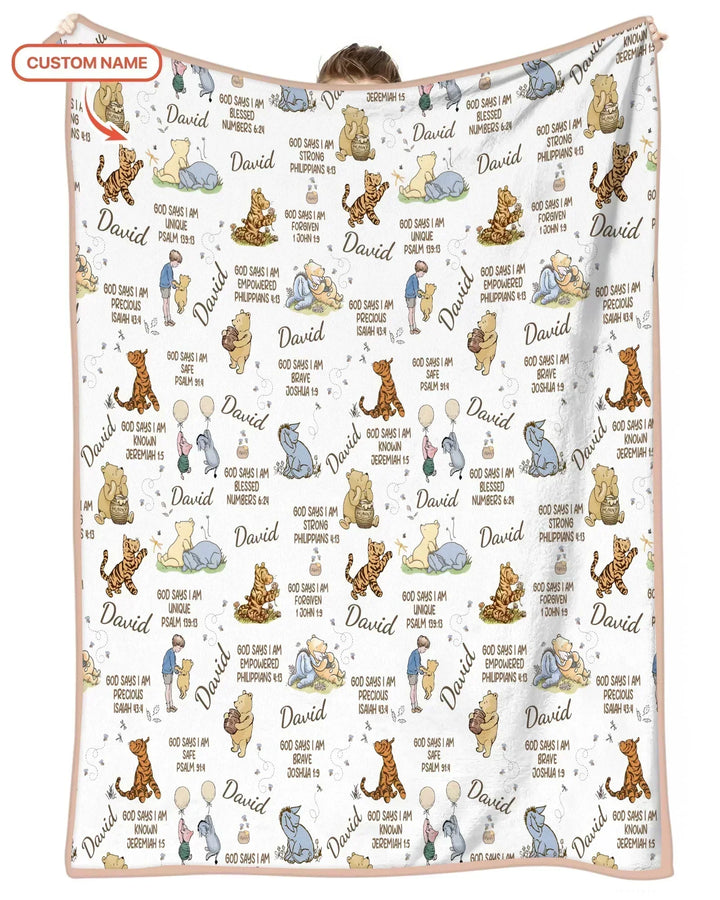 Custom Name God Says I Am Classic Bear Bamboo Blanket